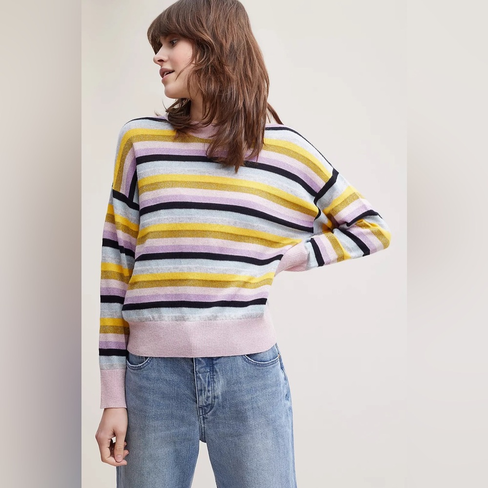 Essentiel Antwerp‎ Striped Wool-Cashmere Blend Crewneck Sweater Size Small